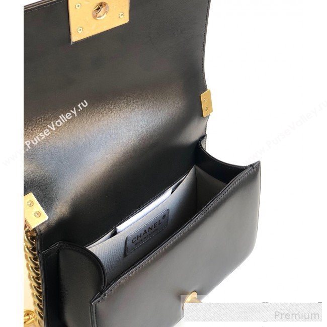 Chanel Chain Trim Quilted Leather Classic Small Boy Flap Top Handle Bag Black 2019 (YD-9061462)