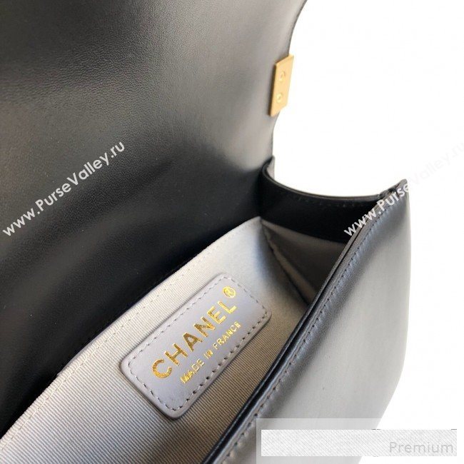 Chanel Chain Trim Quilted Leather Classic Small Boy Flap Top Handle Bag Black 2019 (YD-9061462)