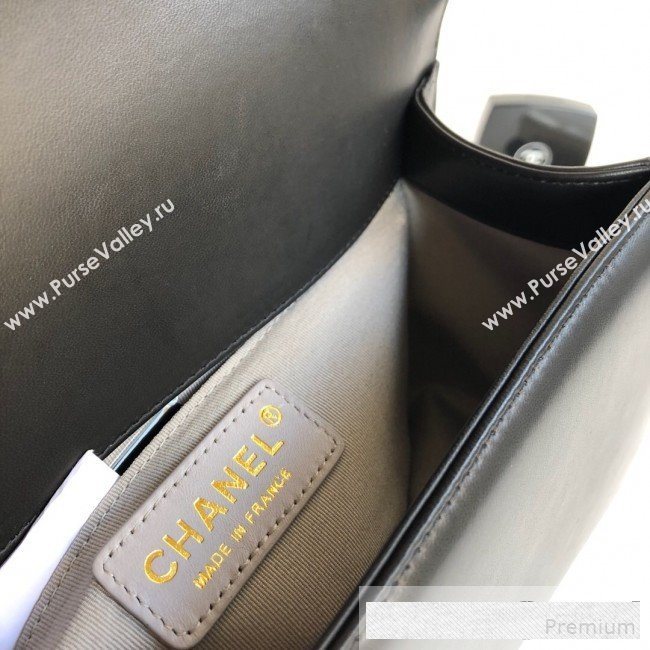 Chanel Chain Trim Quilted Leather Classic Medium Boy Flap Top Handle Bag Black 2019 (YD-9061465)