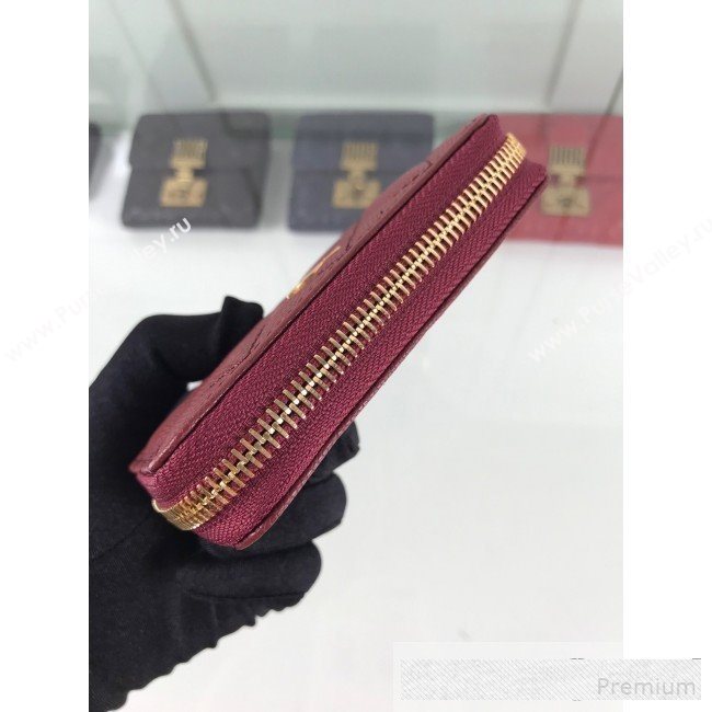 Chanel Quilted Grained Calfskin Classic Zipped Card Holder A84511 Burgundy (HOT-9061466)