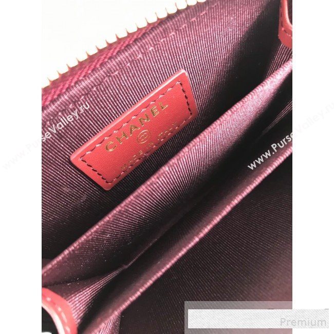 Chanel Quilted Grained Calfskin Classic Zipped Card Holder A84511 Burgundy (HOT-9061466)