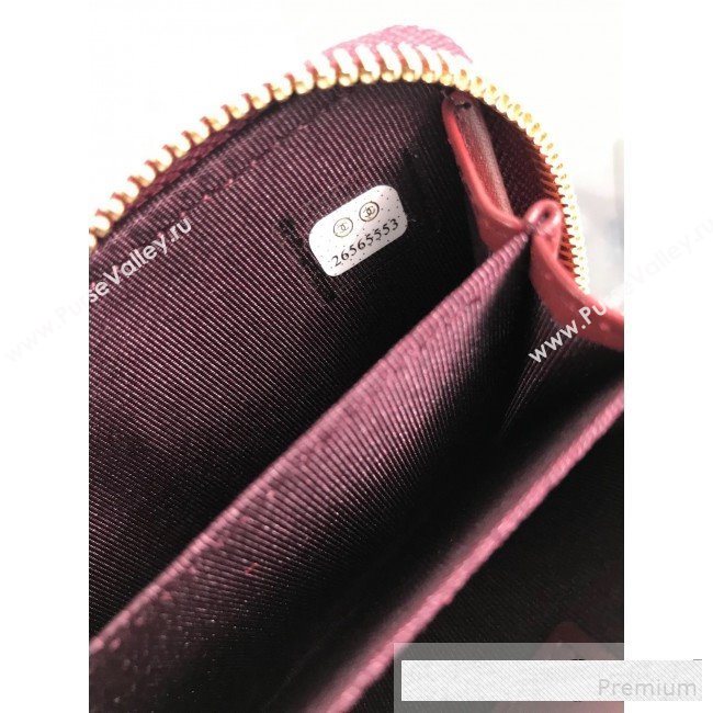 Chanel Quilted Grained Calfskin Classic Zipped Card Holder A84511 Burgundy (HOT-9061466)