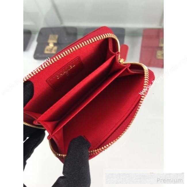 Chanel Quilted Grained Calfskin Classic Zipped Card Holder A84511 Red (HOT-9061467)