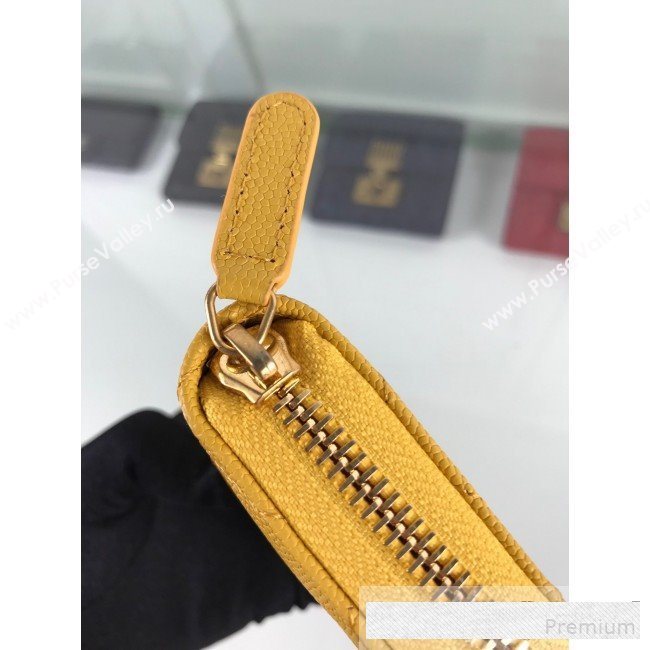 Chanel Quilted Grained Calfskin Classic Zipped Card Holder A84511 Yellow (HOT-9061470)