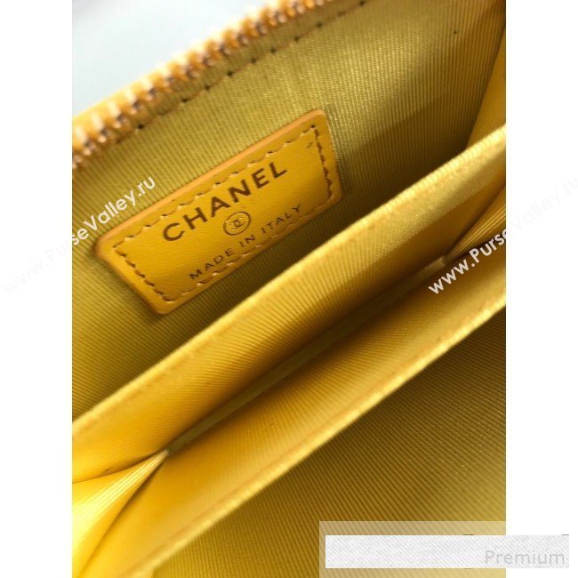 Chanel Quilted Grained Calfskin Classic Zipped Card Holder A84511 Yellow (HOT-9061470)
