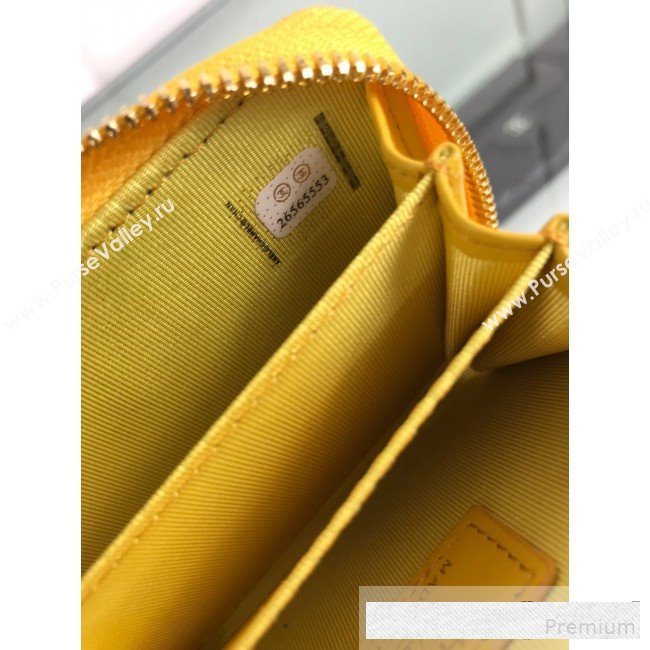 Chanel Quilted Grained Calfskin Classic Zipped Card Holder A84511 Yellow (HOT-9061470)