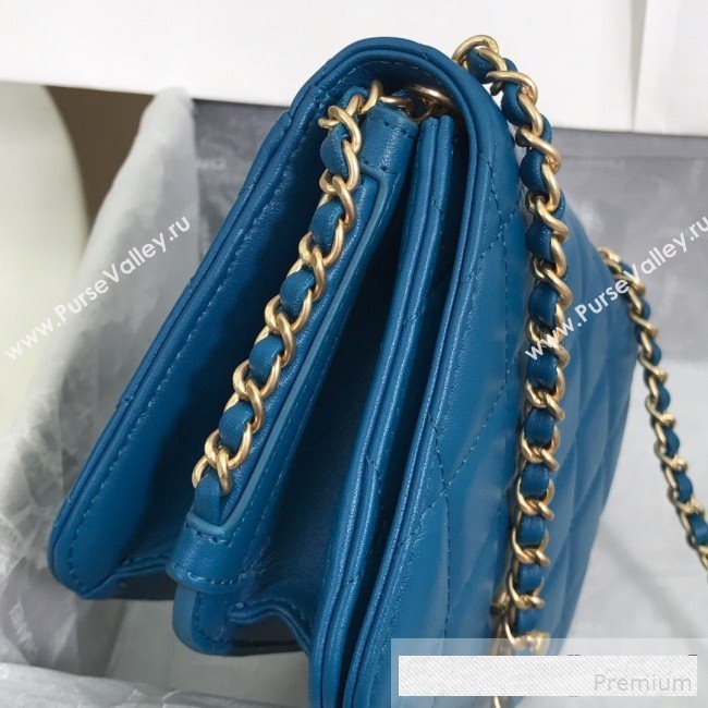 Chanel Quilted Smooth Calfskin Side Chain Small Flap Bag Dark Blue 2019 (FM-9061473)