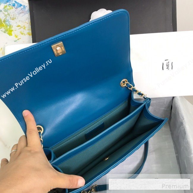 Chanel Quilted Smooth Calfskin Side Chain Large Flap Bag Dark Blue 2019 (FM-9061474)