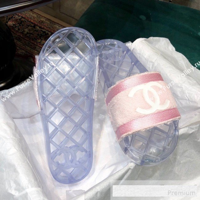 Chanel Flat PVC Sole CC Toweling Slide Sandals Pink 2019 (ANDI-9061304)