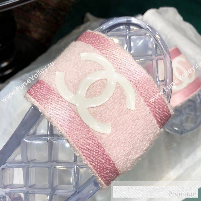 Chanel Flat PVC Sole CC Toweling Slide Sandals Pink 2019 (ANDI-9061304)