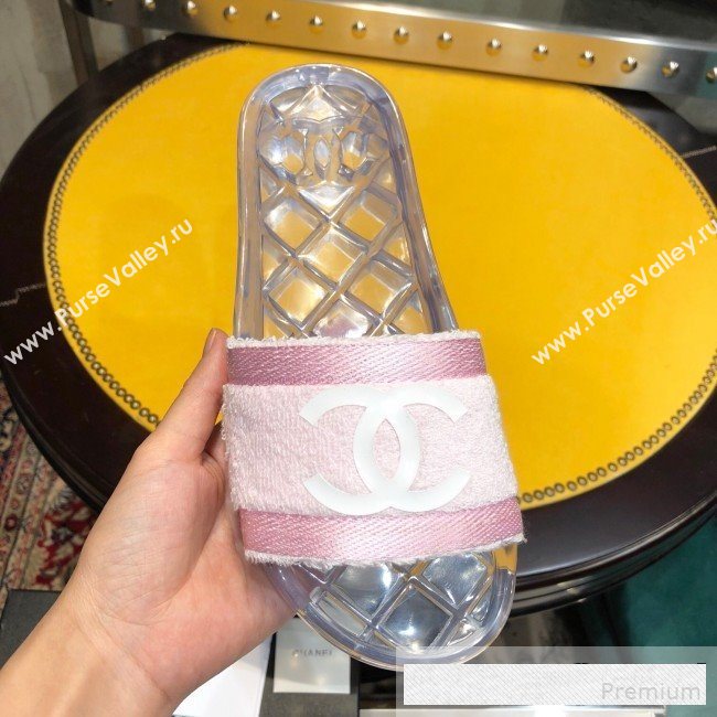 Chanel Flat PVC Sole CC Toweling Slide Sandals Pink 2019 (ANDI-9061304)