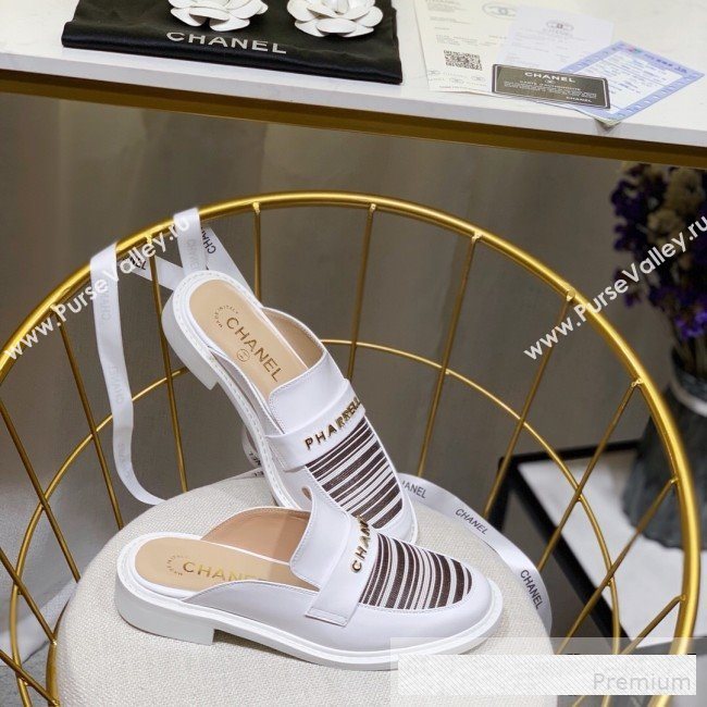 Chanel x Pharrell Stripes Flat Loafers Mules White 2019 (ANDI-9061312)