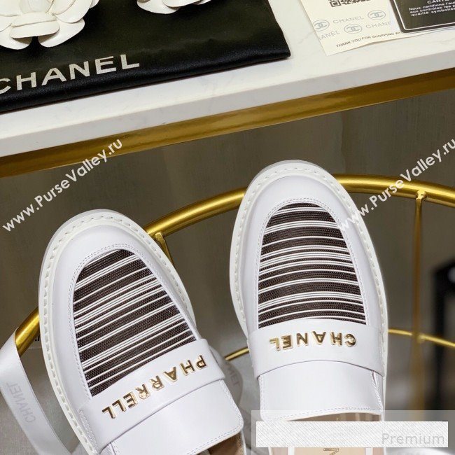 Chanel x Pharrell Stripes Flat Loafers Mules White 2019 (ANDI-9061312)