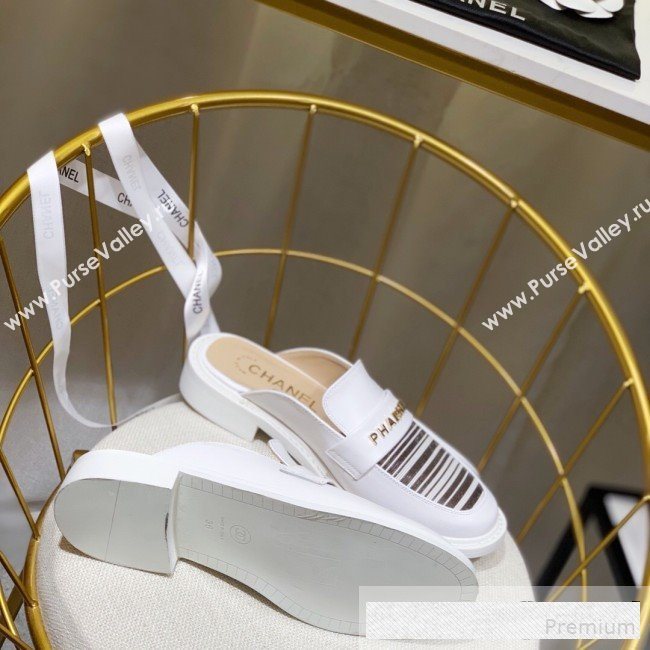 Chanel x Pharrell Stripes Flat Loafers Mules White 2019 (ANDI-9061312)