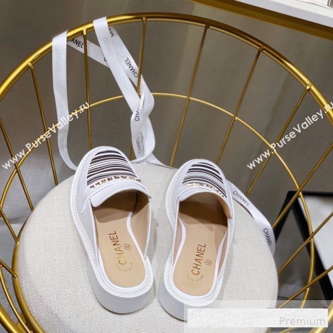 Chanel x Pharrell Stripes Flat Loafers Mules White 2019 (ANDI-9061312)