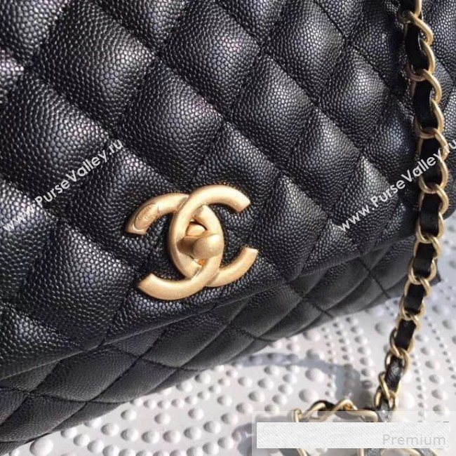 Chanel Grained Quilted Calfskin Coco Handle Flap Top Handle Bag Black (XINL-9061112)