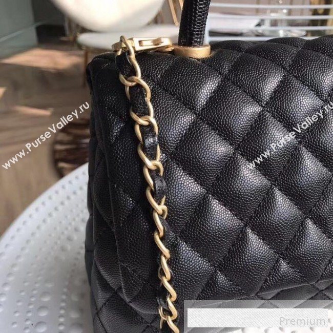 Chanel Grained Quilted Calfskin Coco Handle Flap Top Handle Bag Black (XINL-9061112)