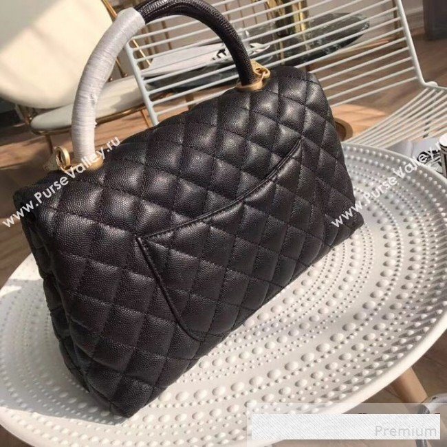 Chanel Grained Quilted Calfskin Coco Handle Flap Top Handle Bag Black (XINL-9061112)