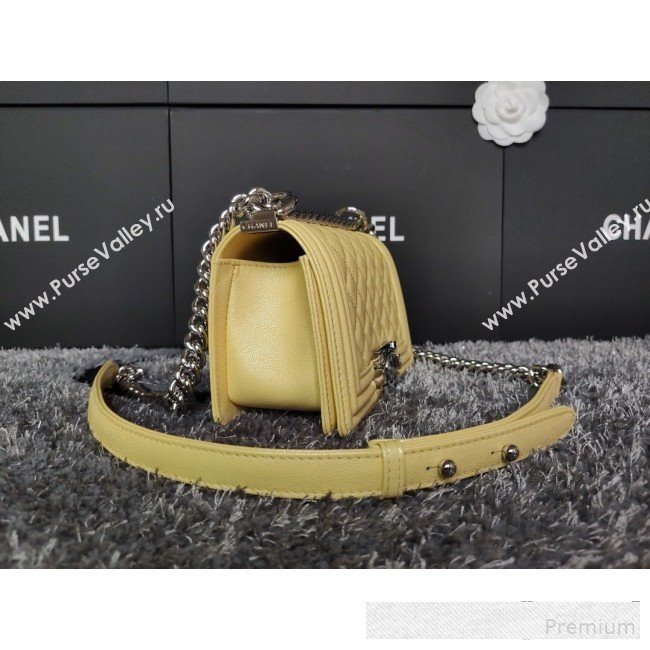 Chanel Iridescent Quilted Grained Leather Classic Small Boy Flap Bag Yellow/Silver 2019 (FM-9061528)