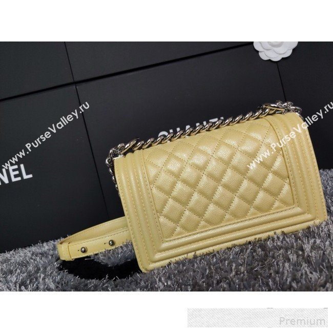 Chanel Iridescent Quilted Grained Leather Classic Small Boy Flap Bag Yellow/Silver 2019 (FM-9061528)