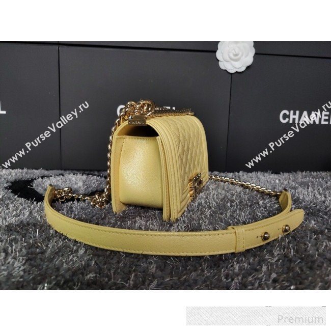 Chanel Iridescent Quilted Grained Leather Classic Small Boy Flap Bag Yellow/Gold 2019 (FM-9061529)