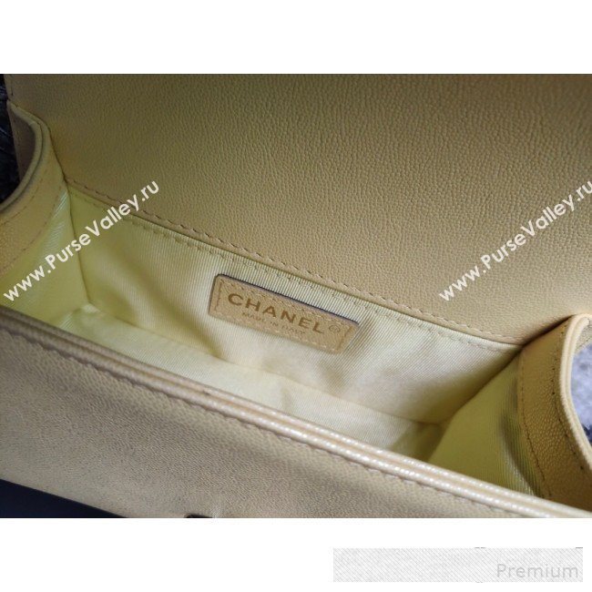 Chanel Iridescent Quilted Grained Leather Classic Small Boy Flap Bag Yellow/Gold 2019 (FM-9061529)