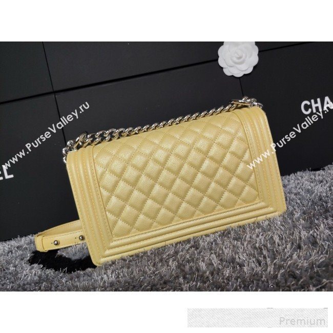 Chanel Iridescent Quilted Grained Leather Classic Medium Boy Flap Bag Yellow/Silver 2019 (FM-9061530)