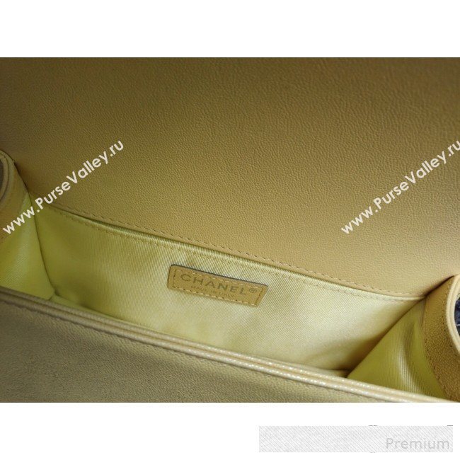 Chanel Iridescent Quilted Grained Leather Classic Medium Boy Flap Bag Yellow/Silver 2019 (FM-9061530)