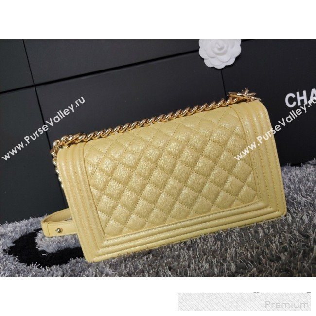 Chanel Iridescent Quilted Grained Leather Classic Medium Boy Flap Bag Yellow/Gold 2019 (FM-9061531)