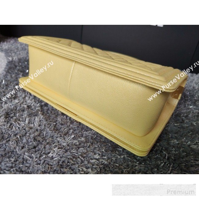 Chanel Iridescent Quilted Grained Leather Classic Medium Boy Flap Bag Yellow/Gold 2019 (FM-9061531)