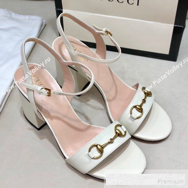 Gucci Leather Horsebit Mid-heel Sandals White 2019 (DLY-9062133)