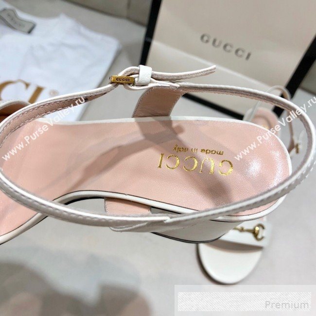 Gucci Leather Horsebit Mid-heel Sandals White 2019 (DLY-9062133)