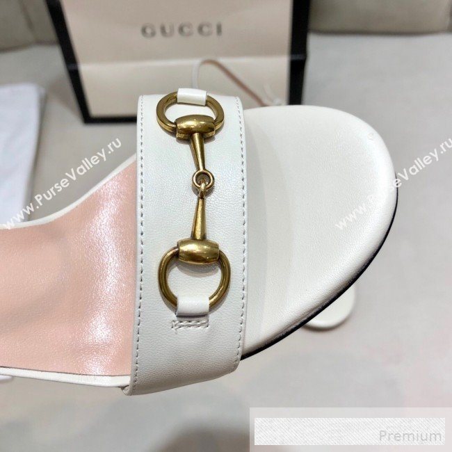 Gucci Leather Horsebit Mid-heel Sandals White 2019 (DLY-9062133)