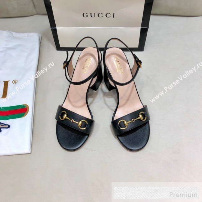 Gucci Leather Horsebit Mid-heel Sandals Black 2019 (DLY-9062134)