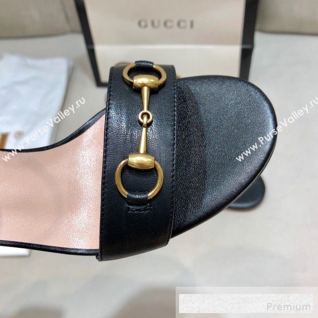 Gucci Leather Horsebit Mid-heel Sandals Black 2019 (DLY-9062134)