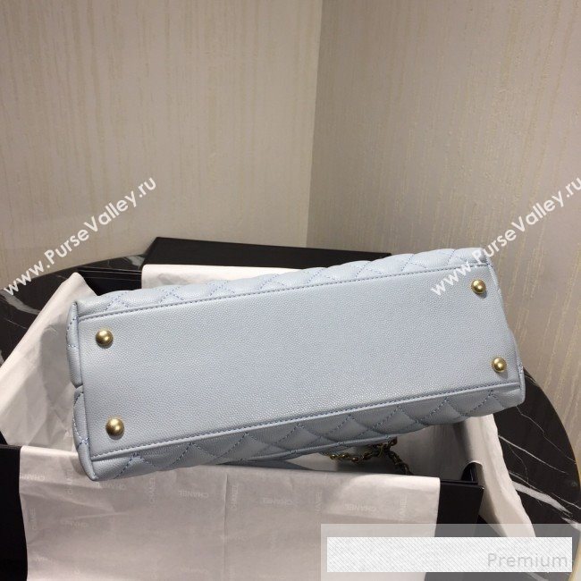 Chanel Grained Quilted Calfskin Coco Handle Flap Bag Light Blue/Royal Blue 2019 (AFEI-9053021)