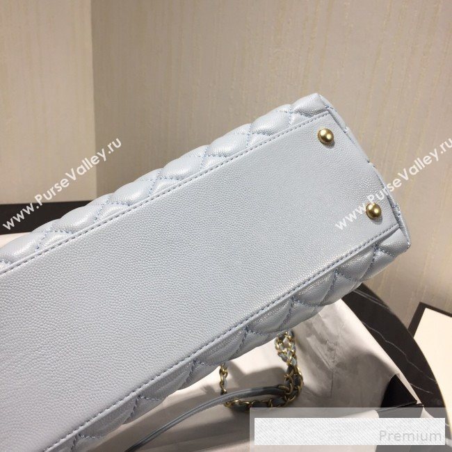 Chanel Grained Quilted Calfskin Coco Handle Flap Bag Light Blue 2019 (AFEI-9053020)