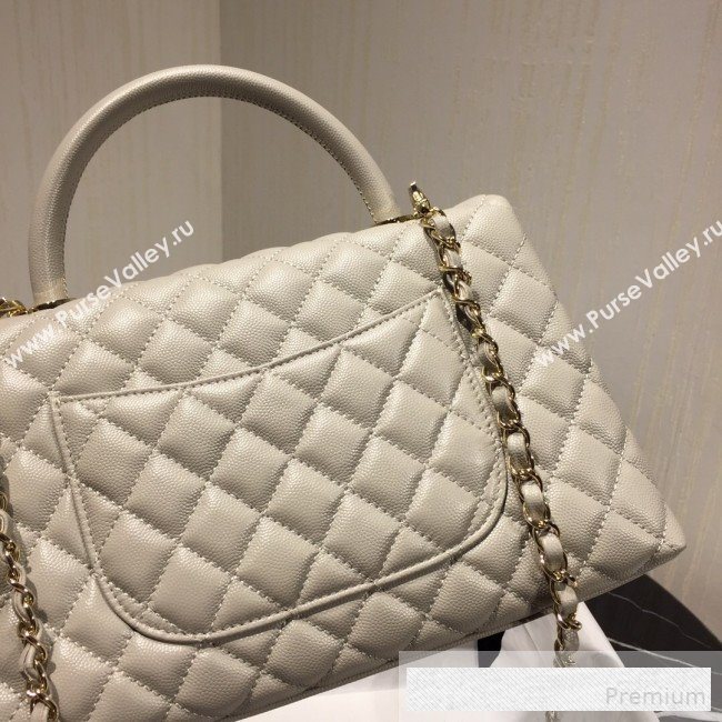 Chanel Grained Quilted Calfskin Coco Handle Flap Bag Light Gray 2019 (AFEI-9053019)