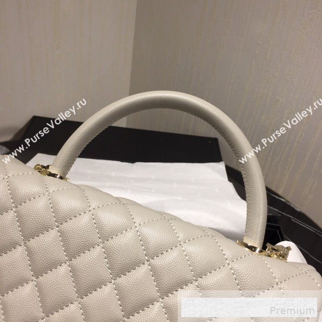 Chanel Grained Quilted Calfskin Coco Handle Flap Bag Light Gray 2019 (AFEI-9053019)