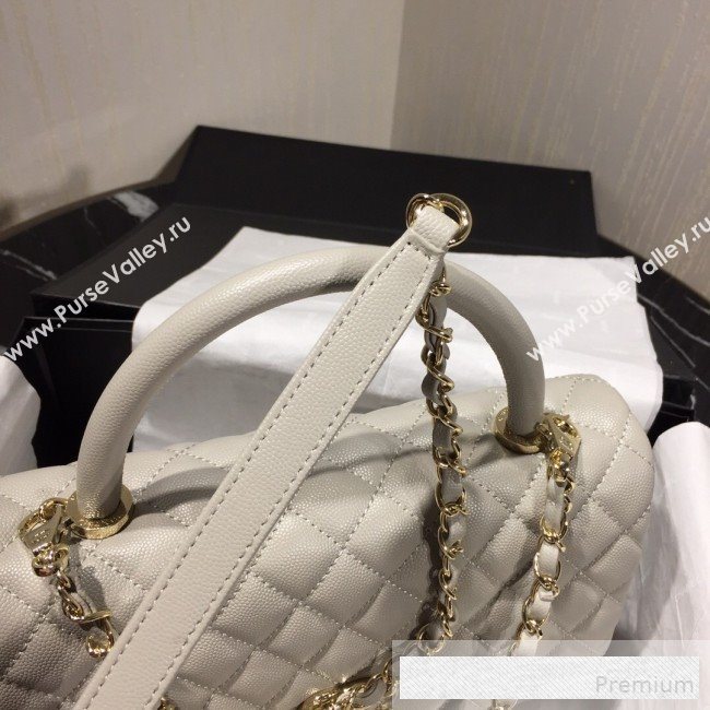 Chanel Grained Quilted Calfskin Coco Handle Flap Bag Light Gray 2019 (AFEI-9053019)
