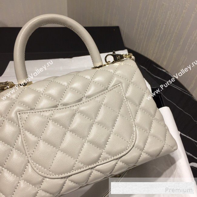 Chanel Small Grained Quilted Calfskin Coco Handle Flap Bag Light Gray 2019 (AFEI-9053017)