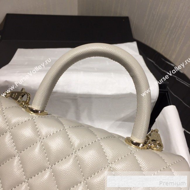Chanel Small Grained Quilted Calfskin Coco Handle Flap Bag Light Gray 2019 (AFEI-9053017)