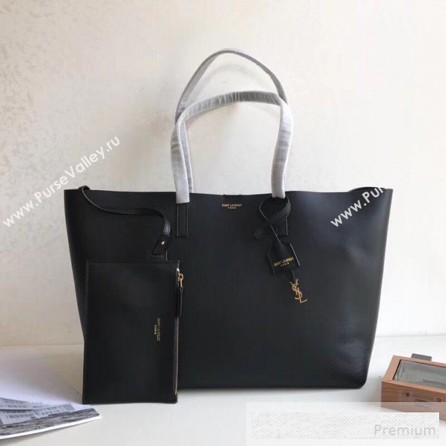 Saint Laurent Smooth Leather Shopping Tote Bag 410667 Black 2019 (KTS-9062224)