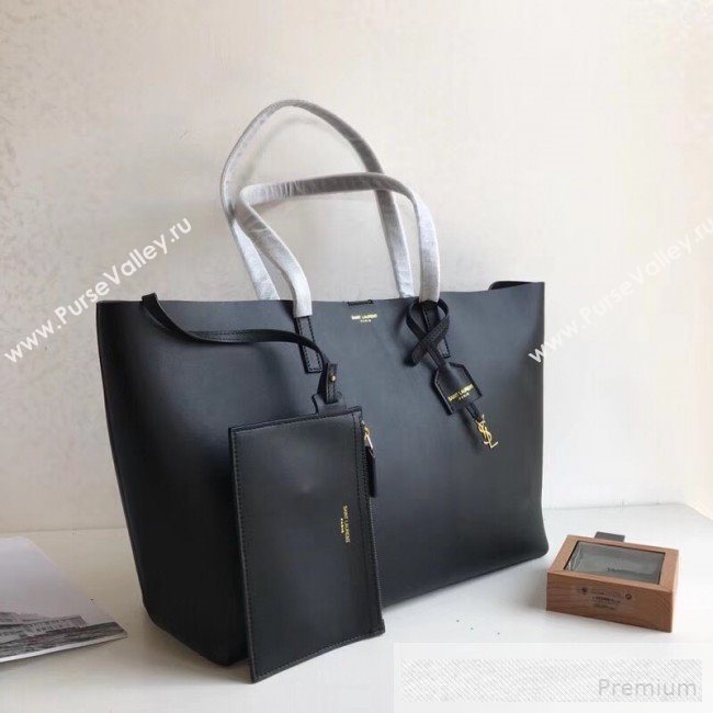 Saint Laurent Smooth Leather Shopping Tote Bag 410667 Black 2019 (KTS-9062224)