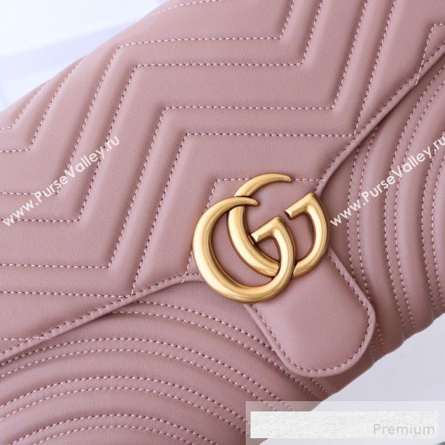 Gucci GG Marmont Chevron Leather Clutch 498079 Pink 2019 (DLH-9061721)