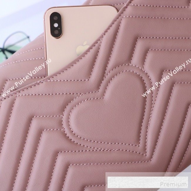 Gucci GG Marmont Chevron Leather Clutch 498079 Pink 2019 (DLH-9061721)