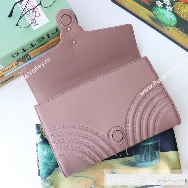 Gucci GG Marmont Chevron Leather Clutch 498079 Pink 2019 (DLH-9061721)