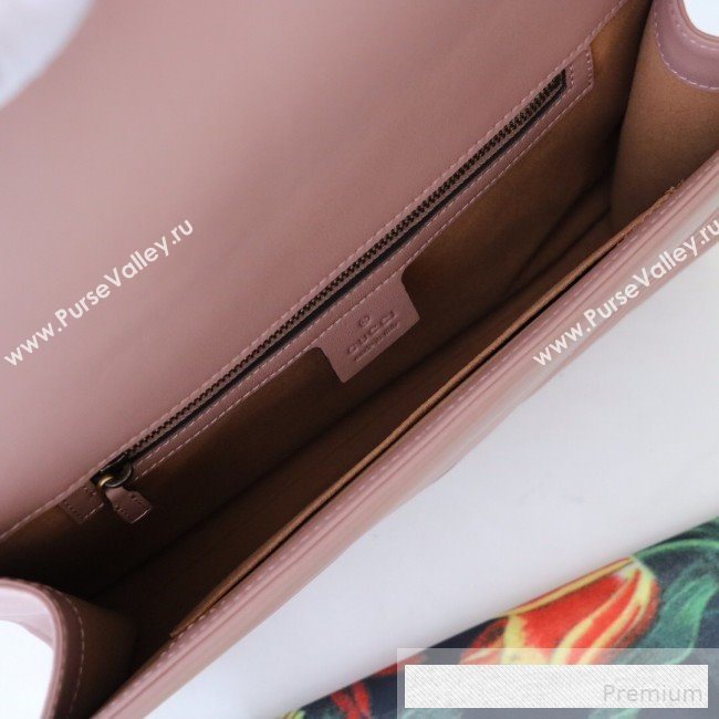 Gucci GG Marmont Chevron Leather Clutch 498079 Pink 2019 (DLH-9061721)