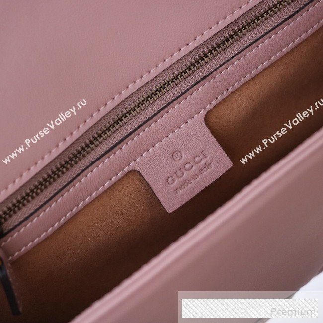 Gucci GG Marmont Chevron Leather Clutch 498079 Pink 2019 (DLH-9061721)