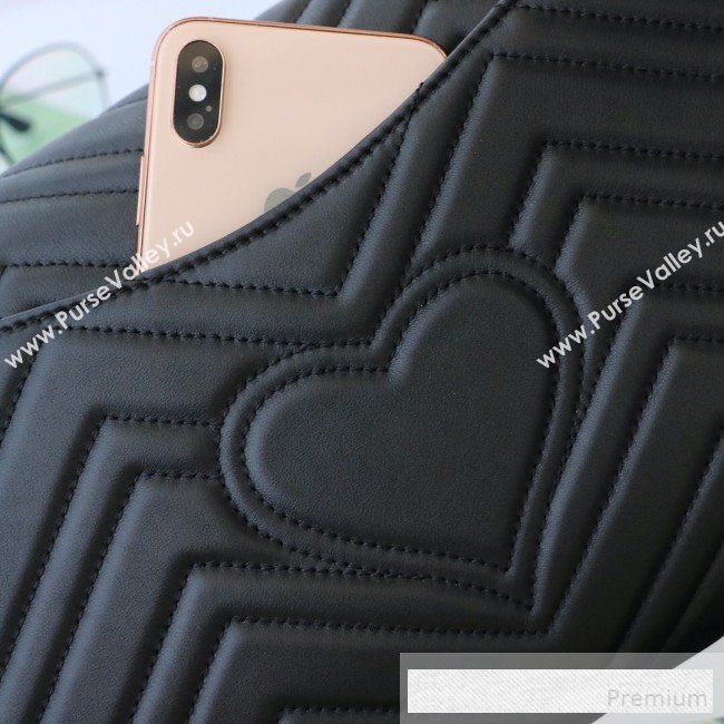 Gucci GG Marmont Chevron Leather Clutch 498079 Black 2019 (DLH-9061722)